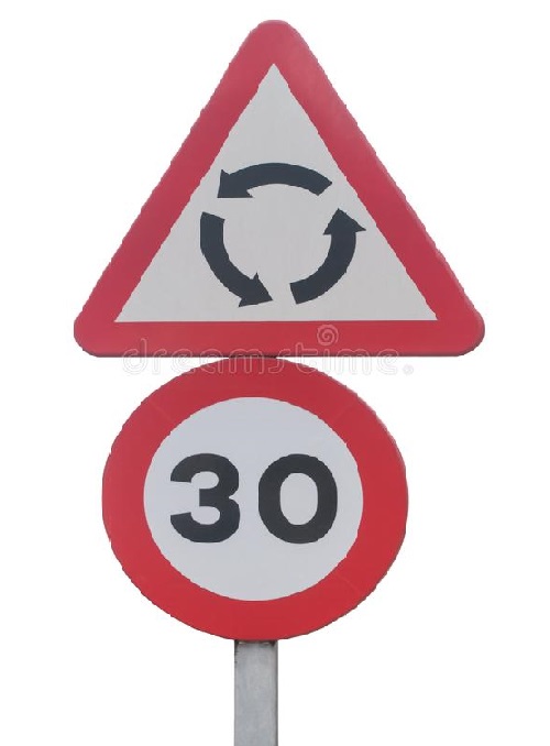 showing speed limit sign roundabout image